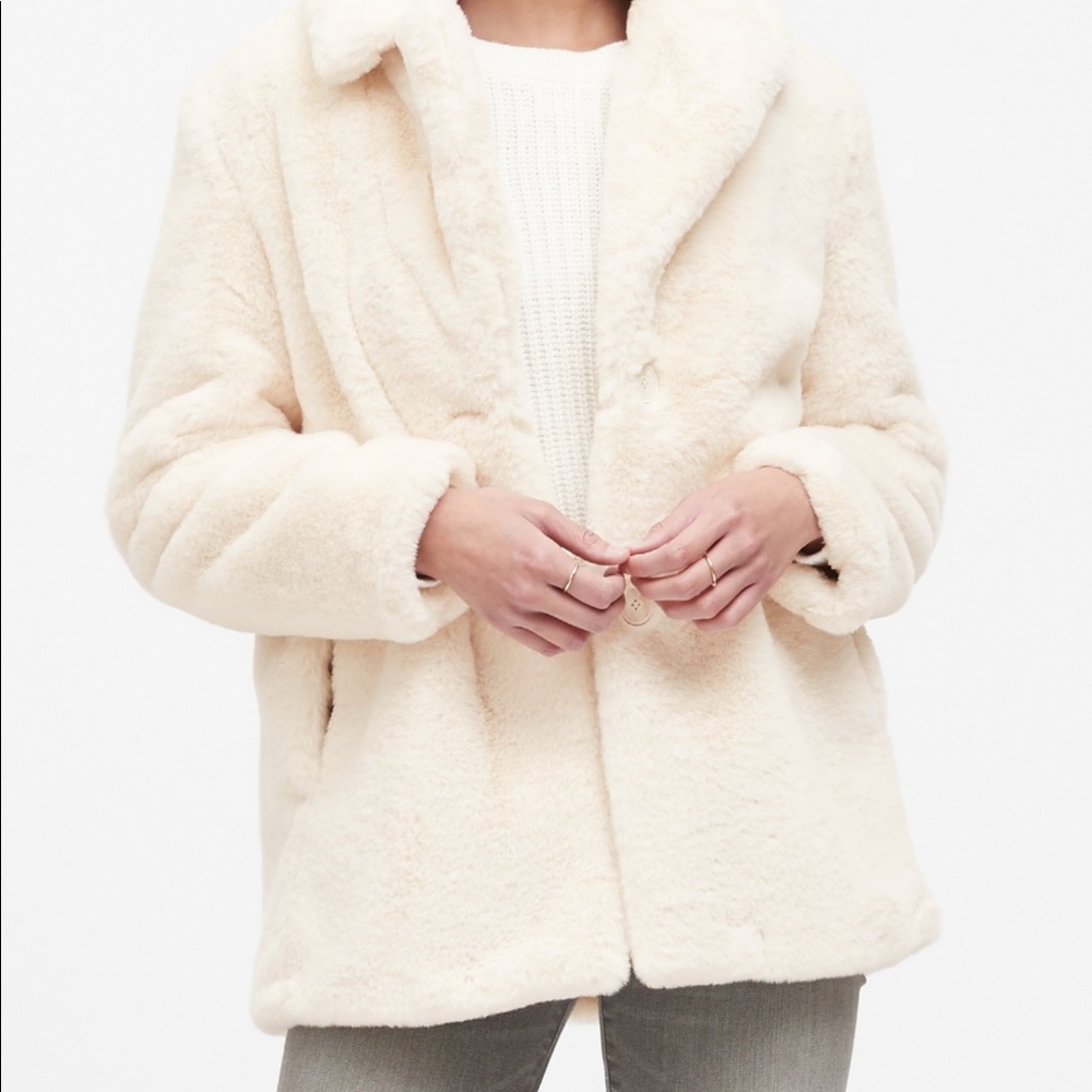White faux fur jacket